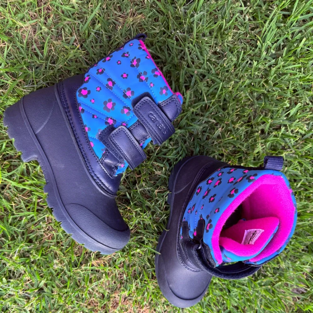 Blue and Pink Floral Winter Boots - Picture 4 of 4